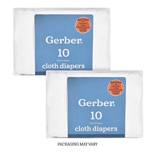 GERBER Birdseye Cloth Diapers, Flatfold, 20Count, White