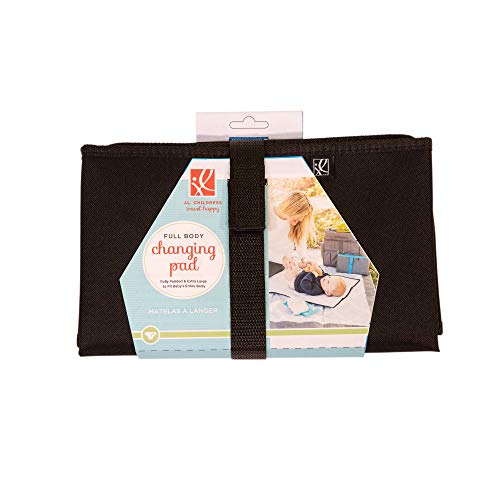 J.L. Childress Full Body Portable Baby Changing Pad, Fully Padded for Baby's Comfort, Waterproof, Opens to 19" X 30", Black, 1 Count (Pack of 1), (1105BLK)