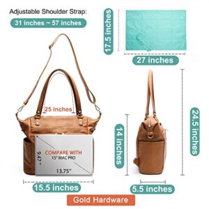 Diaper Bag Tote Mominside Leather Diaper Bag Backpack with 14 Pockets for Mom Dad, Baby Registry Search, Large Travel Baby Bag for Boys Girls with 4 Insulated Pockets, Changing Station-Brown