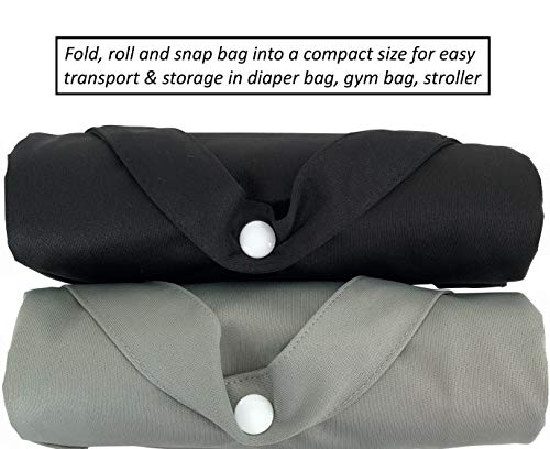 MOM & BAB Wet Bags for Baby Cloth Diapers, Swimsuits and Towels, Travel, Wet Dry Bag for Diaper Bag, Breast Pump Parts, Gym | Water & Odor Resistant (Black&Gray)