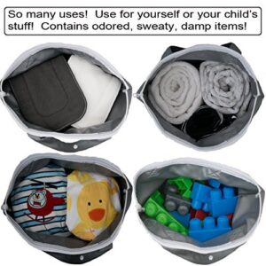 MOM & BAB Wet Bags for Baby Cloth Diapers, Swimsuits and Towels, Travel, Wet Dry Bag for Diaper Bag, Breast Pump Parts, Gym | Water & Odor Resistant (Black&Gray)