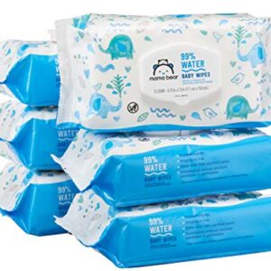 Amazon Brand - Mama Bear 99% Water Baby Wipes, Hypoallergenic, Fragrance Free,72 Count (Pack of 6)