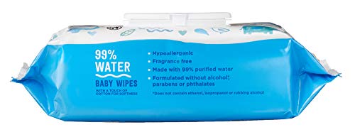 Amazon Brand - Mama Bear 99% Water Baby Wipes, Hypoallergenic, Fragrance Free,72 Count (Pack of 6)