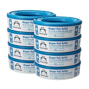 Amazon Brand - Mama Bear Diaper Pail Refills for Diaper Genie Pails, 2160 Count (8 Packs of 270 Count)