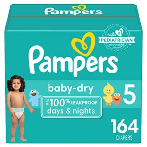diapers size 5, 164 count – pampers baby dry disposable baby diapers (packaging & prints may vary)