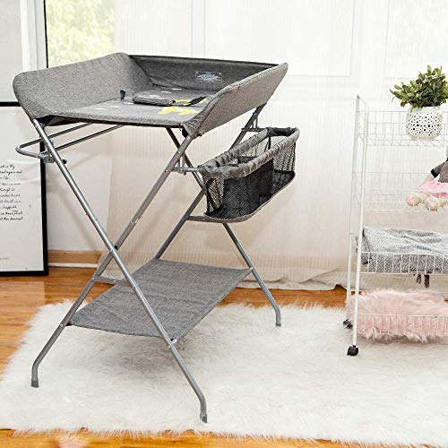 FIZZEEY Baby Diaper Changing Table - Foldable Portable Folding Changing Table Station w/Storage Organizer