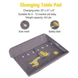 FIZZEEY Baby Diaper Changing Table - Foldable Portable Folding Changing Table Station w/Storage Organizer