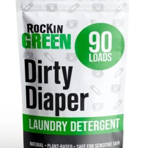 Rockin' Green Baby Cloth Diaper Detergent(90 Loads), Plant based, All Natural Laundry Detergent Powder, Vegan and Biodegradable Odor Fighter, Safe for Sensitive Skin, 45 oz (Unscented).