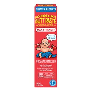 boudreaux’s butt paste maximum strength diaper rash cream, ointment for baby, 4 oz tube