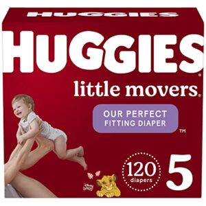 huggies little movers baby diapers size 5 (27+ lbs), 60 count (pack of 2)