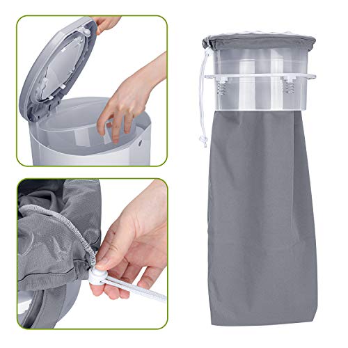 Teamoy Pail Liner for Cloth Diaper(Pack of 3), Reusable Diaper Pail Wet Bag with Drawstring, Fits for Dekor, Ubbi Diaper Pails, Gray +Gray Chevron+ Gray Chevron
