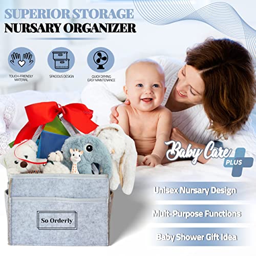 Baby Diaper Caddy Organizer for Girl or Boy - Felt Portable Diaper Caddy with Handles for Car -  Grey Adult Tote Bag for Travel - Storage Basket for Boy or Girl - Diaper Caddy Organizer for Baby