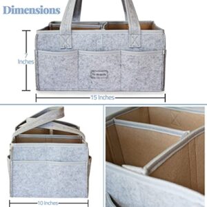 Baby Diaper Caddy Organizer for Girl or Boy - Felt Portable Diaper Caddy with Handles for Car -  Grey Adult Tote Bag for Travel - Storage Basket for Boy or Girl - Diaper Caddy Organizer for Baby