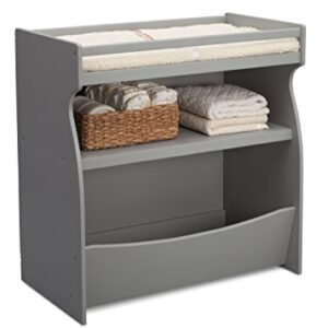 Delta Children 2-in-1 Changing Table and Storage Unit with Changing Pad, Grey