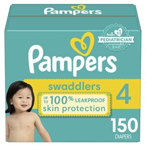 diapers size 4, 150 count – pampers swaddlers disposable baby diapers (packaging & prints may vary)