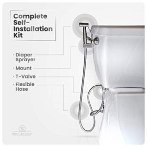 Easy-Install Cloth Diaper Sprayer for Toilets – Luxury Handheld Bidet Attachment – Multi-Use Toilet Faucet with Simple Pressure Control (Curved Sprayhead)