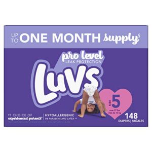 diapers size 5 (over 27 lbs), 148 count – luvs pro level leak potection