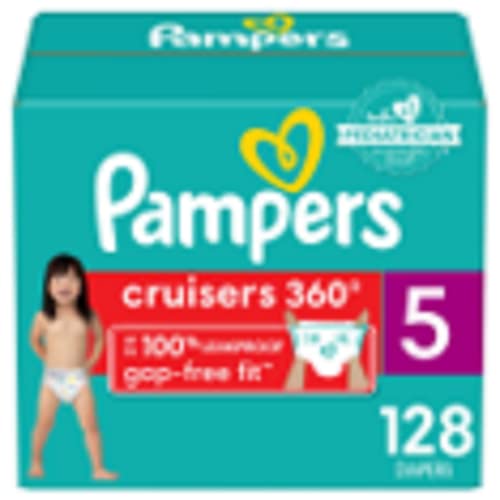 Diapers Size 5, 128 Count - Pampers Pull On Cruisers 360° Fit Disposable Baby Diapers with Stretchy Waistband, (Packaging & Prints May Vary)