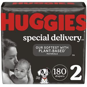 hypoallergenic baby diapers size 2 (12-18 lbs), huggies special delivery, fragrance free, safe for sensitive skin, 180 count