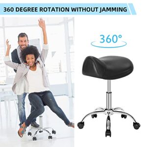 Ergonomic Saddle Stool/Professional Saddle Chair-Adjustable Stool with Wheels,Heavy-Duty Saddle Stool Rolling Chair for Clinic Dentist Spa Massage Salons Studio Tattoo