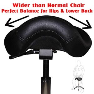 2xhome - Ergonomic Adjustable Rolling Saddle Stool Chair with Back Wheels Support for Clinic Hospital Pharmacy Medical Beauty Lab Exam Office Technician Physical Therapy Physician Dental