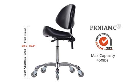 FRNIAMC Adjustable Saddle Stool Chairs With Back Support Ergonomic Rolling Seat For Medical Clinic Hospital Lab Pharmacy Studio Salon Workshop Office And Home