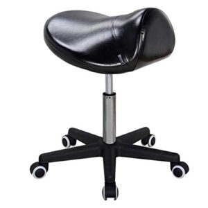master massage ergonomic swivel saddle rolling hydraulic stool in black for clinic,spas,salons,home,office (91557v)