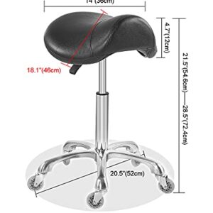 Saddle Stool Chair for Massage Clinic Spa Salon Cutting, Saddle Rolling Stool with Wheels Adjustable Height (Black)