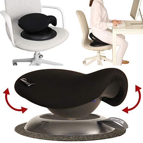 Portable Saddle Stool - Make Any Chair a Swinging Saddle Chair - Perfect for Ergonomic Office Chair - Makes A Great Gift for Coworkers and Friends - Comfortable Ergonomic Stool (Black) - by Humantool