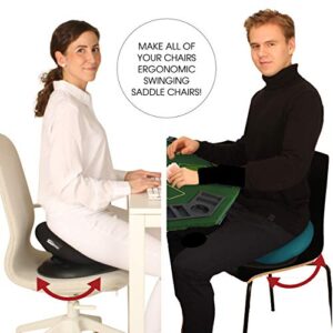 Portable Saddle Stool - Make Any Chair a Swinging Saddle Chair - Perfect for Ergonomic Office Chair - Makes A Great Gift for Coworkers and Friends - Comfortable Ergonomic Stool (Black) - by Humantool