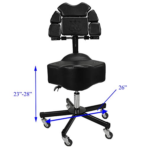 InkBed Patented Adjustable Ergonomic Chair Stool Chest Back Rest Support Tattoo Studio Equipment (Black)