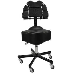 InkBed Patented Adjustable Ergonomic Chair Stool Chest Back Rest Support Tattoo Studio Equipment (Black)