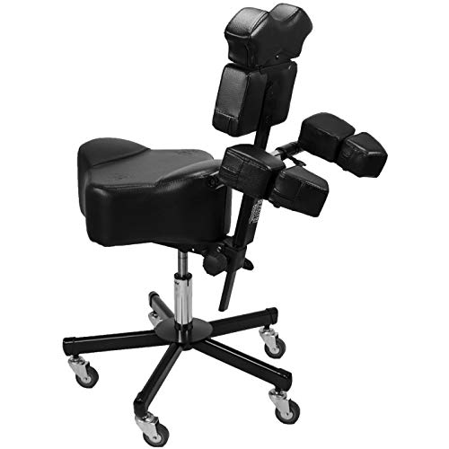 InkBed Patented Adjustable Ergonomic Chair Stool Chest Back Rest Support Tattoo Studio Equipment (Black)