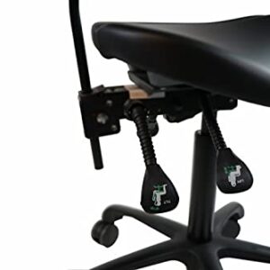 Master Massage Berkeley Ergonomic Split Seat Style Backrest Saddle Stool with Two Tilting Option in Black with Black Aluminum Base,Split Style Backrest