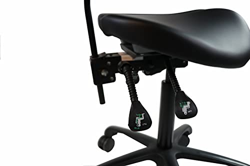 Master Massage Berkeley Ergonomic Split Seat Style Backrest Saddle Stool with Two Tilting Option in Black with Black Aluminum Base,Split Style Backrest