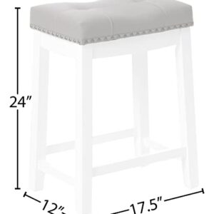 Angel Line Cambridge bar stools, 24" Set of 2, White with Gray Cushion