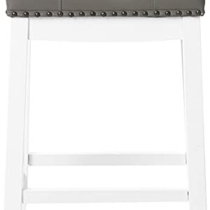 Angel Line Cambridge bar stools, 24" Set of 2, White with Gray Cushion