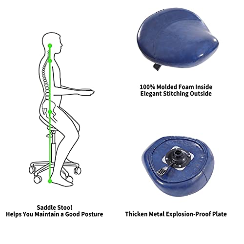 Lilfurni Saddle Stool Rolling Chair,Pneumatic Height Adjustment Stool with Wheels for Salon,Home,Office