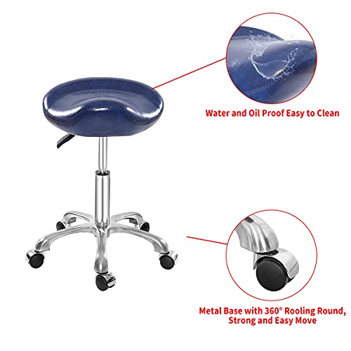 Lilfurni Saddle Stool Rolling Chair,Pneumatic Height Adjustment Stool with Wheels for Salon,Home,Office