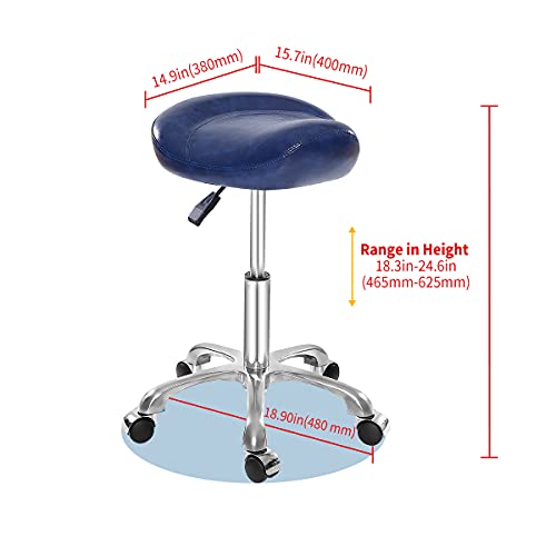 Lilfurni Saddle Stool Rolling Chair,Pneumatic Height Adjustment Stool with Wheels for Salon,Home,Office