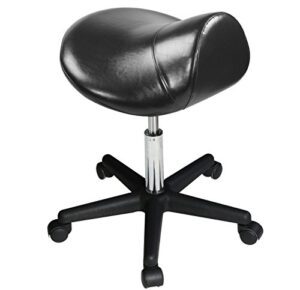 master massage ergonomic swivel saddle rolling hydraulic comfortable adjustable stool in black for clinic spas beauty salons debtists classrooms home office