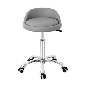 grace & grace professional gilder series with backrest comfortable seat rolling swivel pneumatic adjustable heavy duty stool for shop, salon, office and home (without footrest, grey)