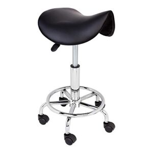 black adjustable salon stool hydraulic saddle rolling chair tattoo facial massage spa