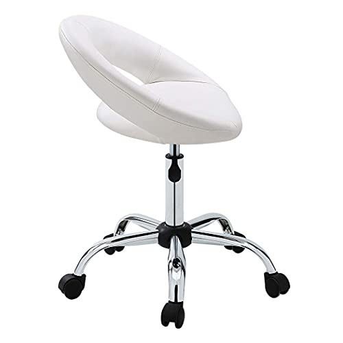 Duhome Adjustable Swivel Work Stool Task Chairs,White Massage Salon Home Office Facial Spa Medical Chair Stool Backrest Cushion & Wheels