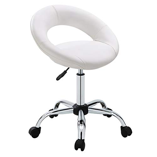 Duhome Adjustable Swivel Work Stool Task Chairs,White Massage Salon Home Office Facial Spa Medical Chair Stool Backrest Cushion & Wheels