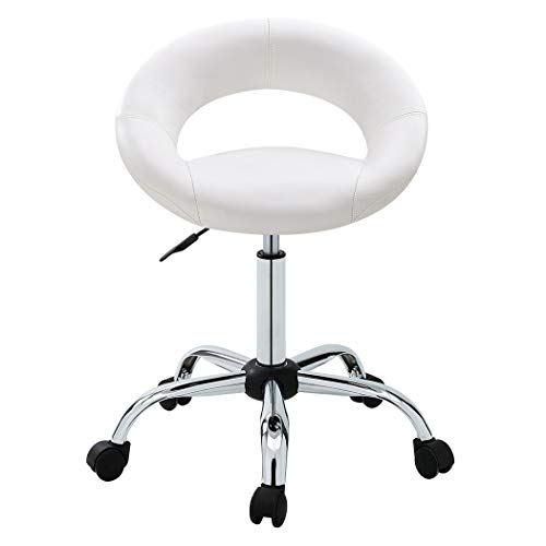 Duhome Adjustable Swivel Work Stool Task Chairs,White Massage Salon Home Office Facial Spa Medical Chair Stool Backrest Cushion & Wheels