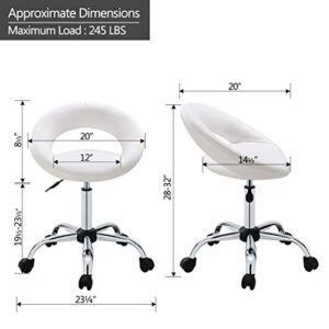 Duhome Adjustable Swivel Work Stool Task Chairs,White Massage Salon Home Office Facial Spa Medical Chair Stool Backrest Cushion & Wheels