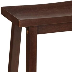 Amazon Basics Solid Wood Saddle-Seat Kitchen Counter-Height Stool - Set of 2, 24" Counter Stool, Walnut Finish