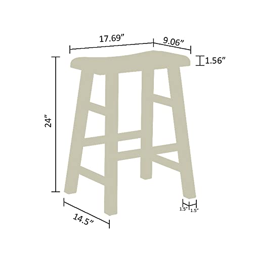 eHemco Heavy-Duty Solid Wood Saddle Seat Kitchen Counter Height Barstools, 24 Inches, Walnut, Set of 2