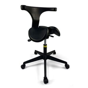 miwooyy saddle stool salon massage saddle chair with backrest, black swivel height adjustable ergonomic rolling saddle stool with wheel, for spa drafting, studio